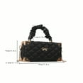thumbnail image 3 of LNGOOR Solid Color Pu Leather Quilted Rhombus Small Box Bag  Bow Decoration  Pleated Hand Box Bag  Metal Chain Can Be Slanted On The Shoulder  Daily Gift  Small Square Bag For Girls, 3 of 7