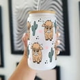 thumbnail image 6 of Sip-Sip Hooray! 40oz Highland Cow & Cactus Glass Tumbler – Cute Cup with Handle, Lid & Straw, Highland Cow Lover Gift, Reusable Aesthetic Drinkware, 6 of 7