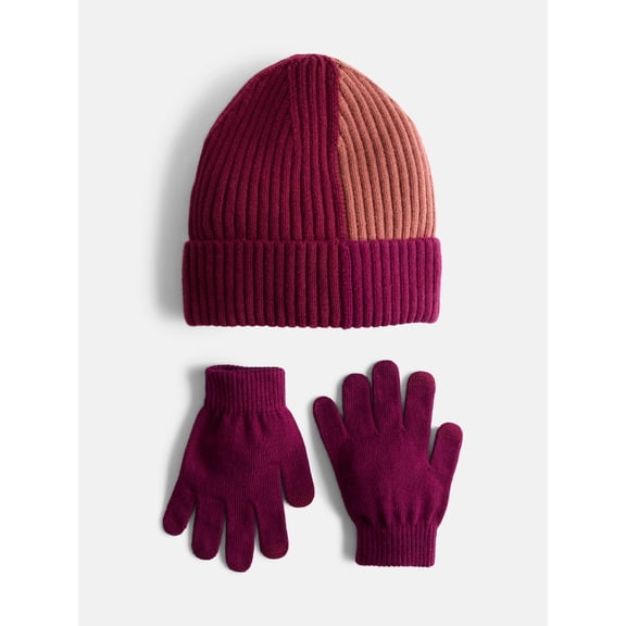 Wonder Nation Kids' Colorblocked Beanie Hat and Gloves Set, 3- Piece