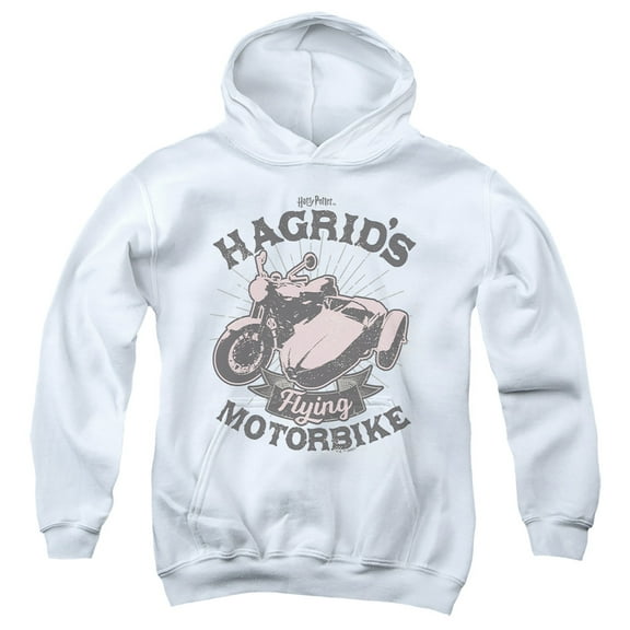 Harry Potter Hagrids Motorbike Youth Kids Boy/Girls Pull-Over Hoodie, White, Large