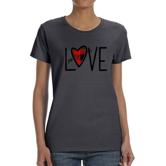 INTIMO Womens' Love Plaid Heart Arrow Crewneck Shirt