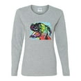 thumbnail image 2 of Cute Rainbow Neon Doberman Dog Lover Womens Graphic Long Sleeve T-Shirt, Heather Grey, Medium, 2 of 3