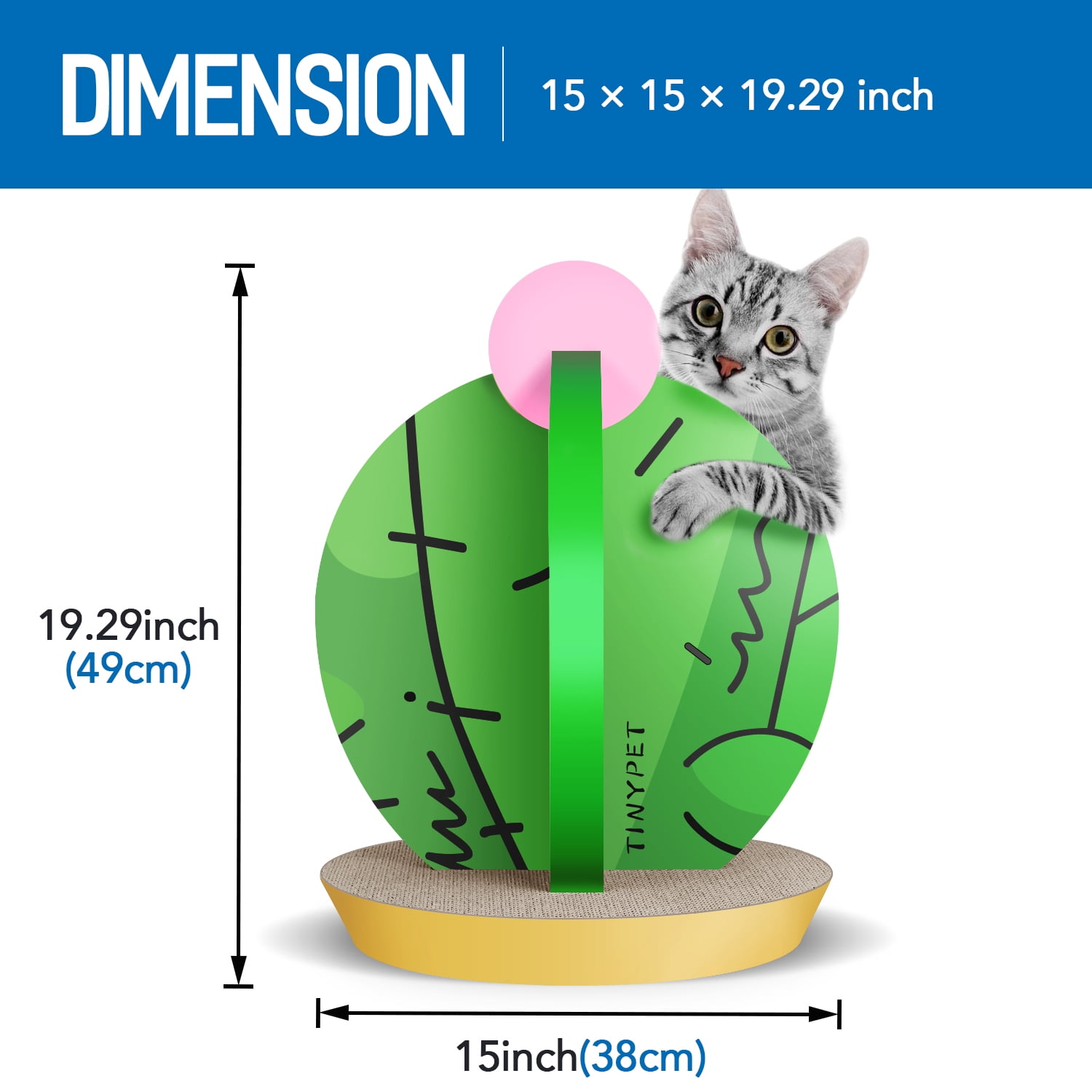 Pefilos 19" Cat Scratching Post Cactus, Cat Bed Scratchers for Indoor Cats, Cat Shelter Scratcher Apartment for Kittens, Green Pefilos 19" Cat Scratching Post Cactus, Cat Bed Scratchers for Indoor Cats, Cat Shelter Scratcher Apartment for Kittens, Green