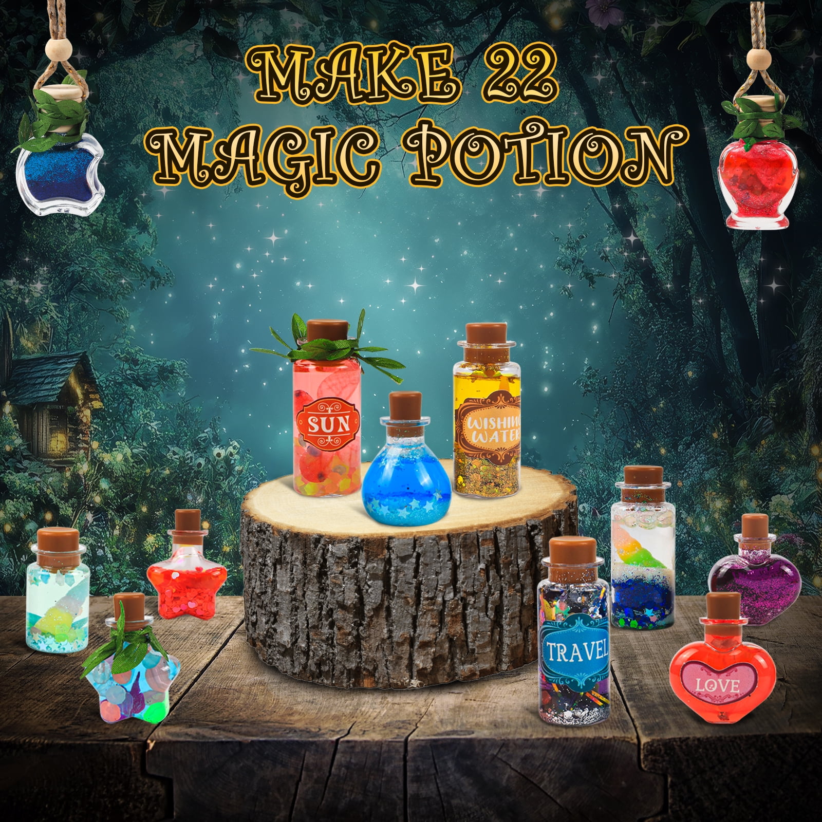 Rhybor Magic Potion Kit for Kids,Mix 22 Bottles Fairy Magic Potions,Mystery Potions Craft Kit,Christmas Halloween Decor Birthday Gift Toys for Girl 6+