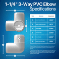 thumbnail image 4 of FORMUFIT 1-1/4" 3-Way Elbow Furniture Grade PVC Pipe Fittings, (1-5/8" Actual Socket ID), White, 4-Pack, 4 of 9
