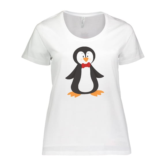 Inktastic Cute Penguin, Little Penguin, Penguin with Bow Tie Women's Plus Size T-Shirt