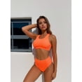 thumbnail image 2 of Tangerine Ribbed Racerback High-Waist Bikini Set, 2 of 5
