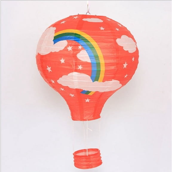 Zhuge 16in Hanging Hot Air Balloon Paper Lanterns, Reusable Chinese Japanese Party Ball Lamps Decorations Wedding Birthday Anniversary Christmas Engagement, Set of 6，Red Rainbow