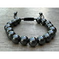 thumbnail image 4 of Hematite Gemstone Round Bead Adjustable Bracelet 10mm, Genuine Crystal Bead Bracelet, Gift for Men & Women (Hematite), 4 of 5