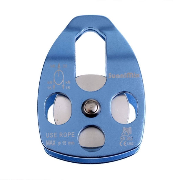 Greeniant Cuerda de polea oscilante lateral para escalada en roca, bloque único con placa giratoria, accesorio de rescate, sistema de transporte carpas Azul