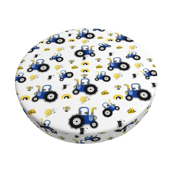 Rateoe Tractor And Vehicle Pattern Round Bar Stool Seat Covers,Washable Stool Cushion Slipcover Elastic Bar Chair Covers for 12-14 Inch Chair -12 inch