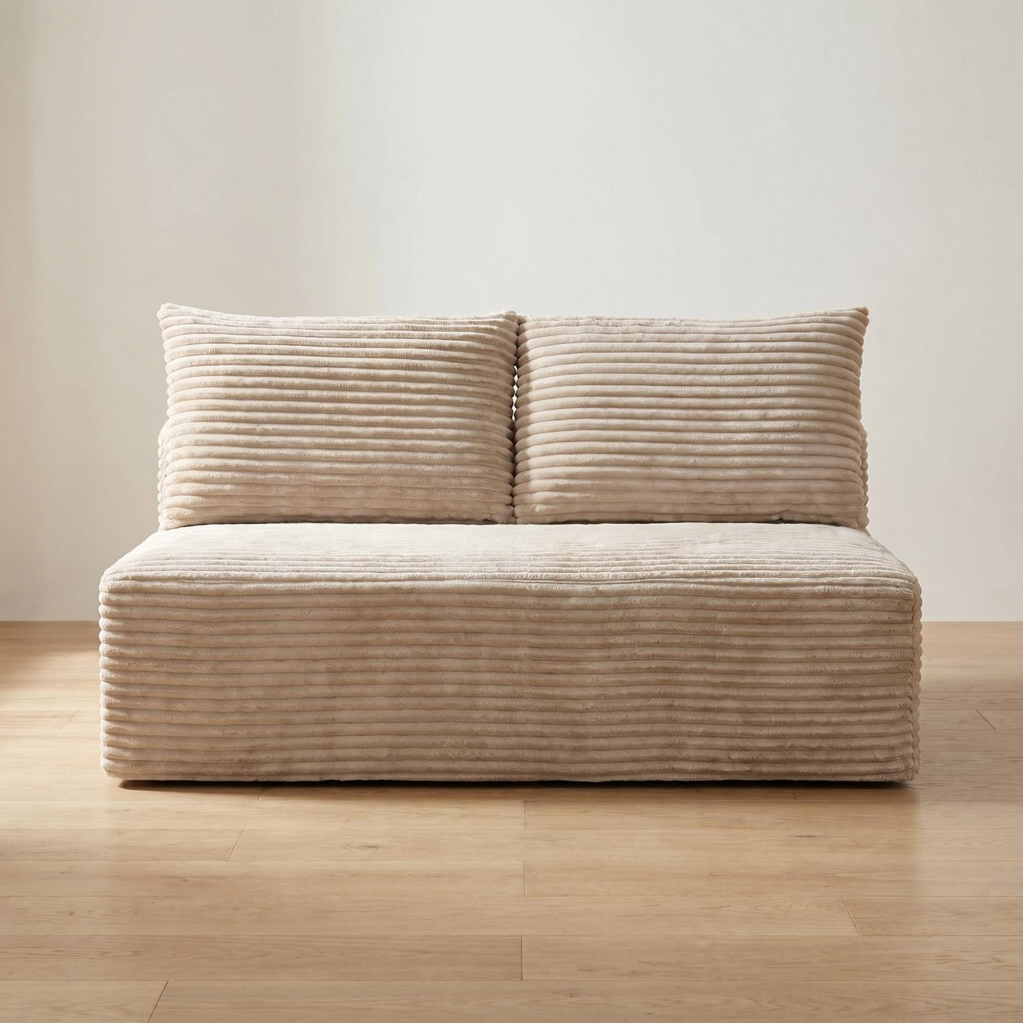 Leumius Corduroy Loveseat, 2-Seater Floor Sofa,Armless Legless Compressed Sofa Couch for Living Room, Small Apartment, Bedroom,Camel