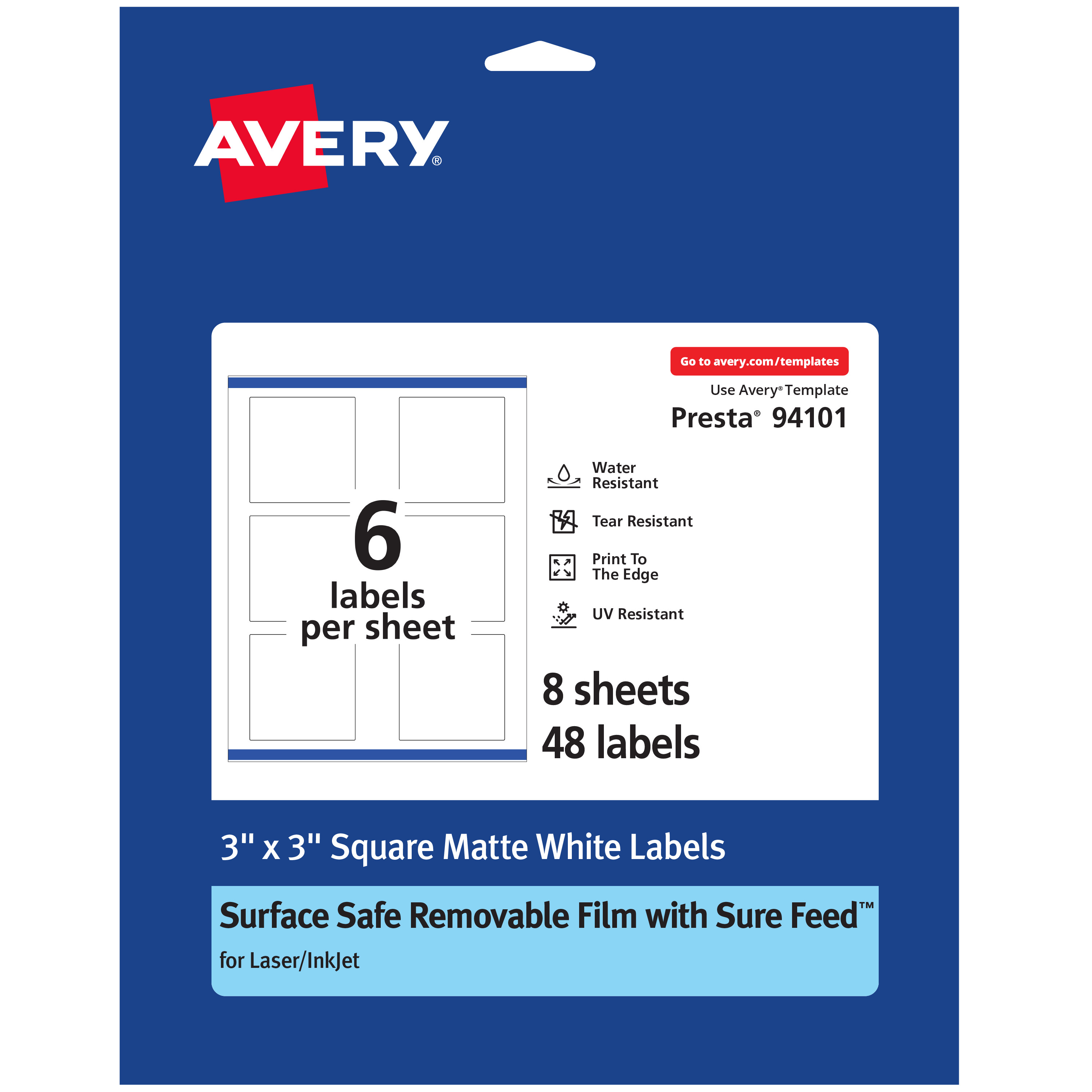 Avery Square Labels with Sure Feed, 3