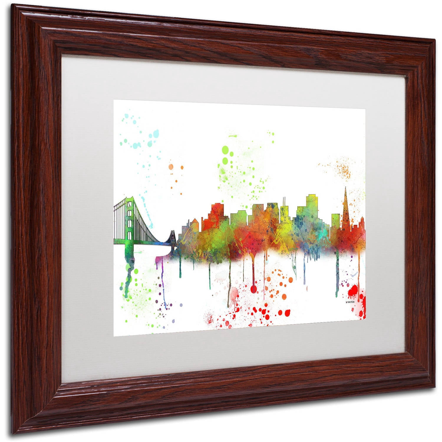 Trademark Fine Art "San Francisco CA Skyline Mclr-1" Canvas Art by Marlene Watson, White Matte, Wood Frame