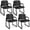 Black With Sled Base, variant on Costway Leather Office Reception Chairs Set of 2 withPadded Armrests Sled Base Metal Frame