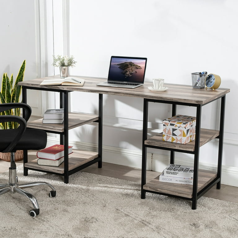 Modern Simple Style Home Office Writing Desk with 2-Tier Drawers Stora