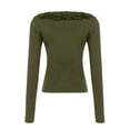 thumbnail image 4 of MYAOYINo Boundaries Womens Ruffle Front Long Sleeve Top V Neck Fitted Slim Fit Blouse, 4 of 9