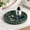 Green, variant on 13.58in Round Carrara Marble Serving Tray for Bathroom, Kitchen, and Counter Decor