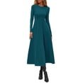 thumbnail image 2 of Vestido PRETTYGARDEN 2025 Cian Oscuro Manga Larga Midi Línea A, 2 of 8