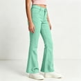 thumbnail image 6 of QIUOMBBP Mint Green Girls' Uniform Flare Leg Pants Kids Solid Color Bootcut Dress Pants School Uniform Slacks with Pockets, 6 of 8