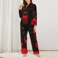 thumbnail image 2 of Pofeuu Black Panther Red Background Print Womens Pajamas Set Long Sleeve Sleepwear Button Down Nightwear Soft Pj Lounge Sets Button Down Pajamas Women-X-Large, 2 of 7