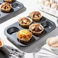 thumbnail image 2 of LYCAQL Nonstick Round Muffin Baking Pan, Baking Sheet Commercial Cup Tart Round Oven Baking Sheet Non Stick Steel Baking Sheet Two Colors 6 Cups, Set of 2, Black, 10.4x7.3x1", 2 of 7
