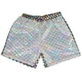 thumbnail image 2 of Krdevn Girls' Shiny Sequin Shorts, Elastic Waist Casual & Party Shorts for Kids,White, 2 of 4