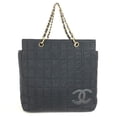 thumbnail image 1 of Pre-Owned CHANEL CC Coco Mark Logo Chocolate Bar Tote Bag, Double Chain, Chain Shoulder Cotton..., 1 of 16