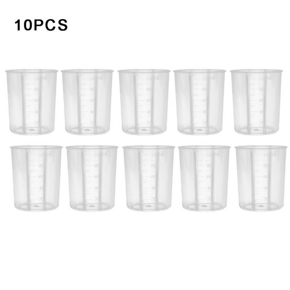 100Pcs Measuring Cups, 100ml Clear Plastic Measuring Cup for Epoxy Resin, Stain, Paint Mixing - Reusable Multipurpose Mixing Cups for Cooking and Baking