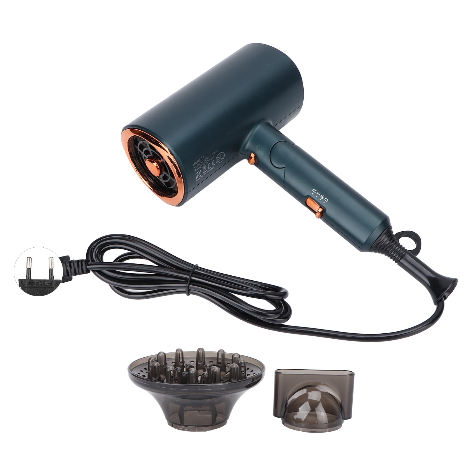 Hair Blow Dryer Foldable Design Quick Drying Powerful Airflow Intelligent Control Ergonomic Portable Hair Dryer EU Plug 220V 1800W