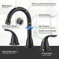 thumbnail image 4 of Wowow 3 Hole Widespread Bathroom Sink Faucet in Matte Black,Fit for 6 inch and 8 inch Sink with Pop UP Drain, 4 of 7