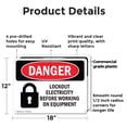 thumbnail image 2 of (2 Pack) Lockout Electricity Before Working OSHA Danger Sign 18 Inch X 12 Inch Plastic Sign, Weather Resistant, UV Protected for Workplace, Business, and Construction Site, Made in the, 2 of 8