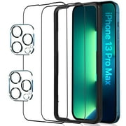 Myron 2 Pack Screen Protector Compatible for iPhone 13 Pro Max 6.7-inch [Premium Tempered Glass] with 2 Pack Camera Lens Protector, [Easy Installation Tray] Case Friendly