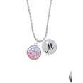 thumbnail image 2 of Delight Jewelry Silvertone Domed Multi Color RN Silvertone Script Initial Disc - M - Charm Necklace, 20"+3", 2 of 4