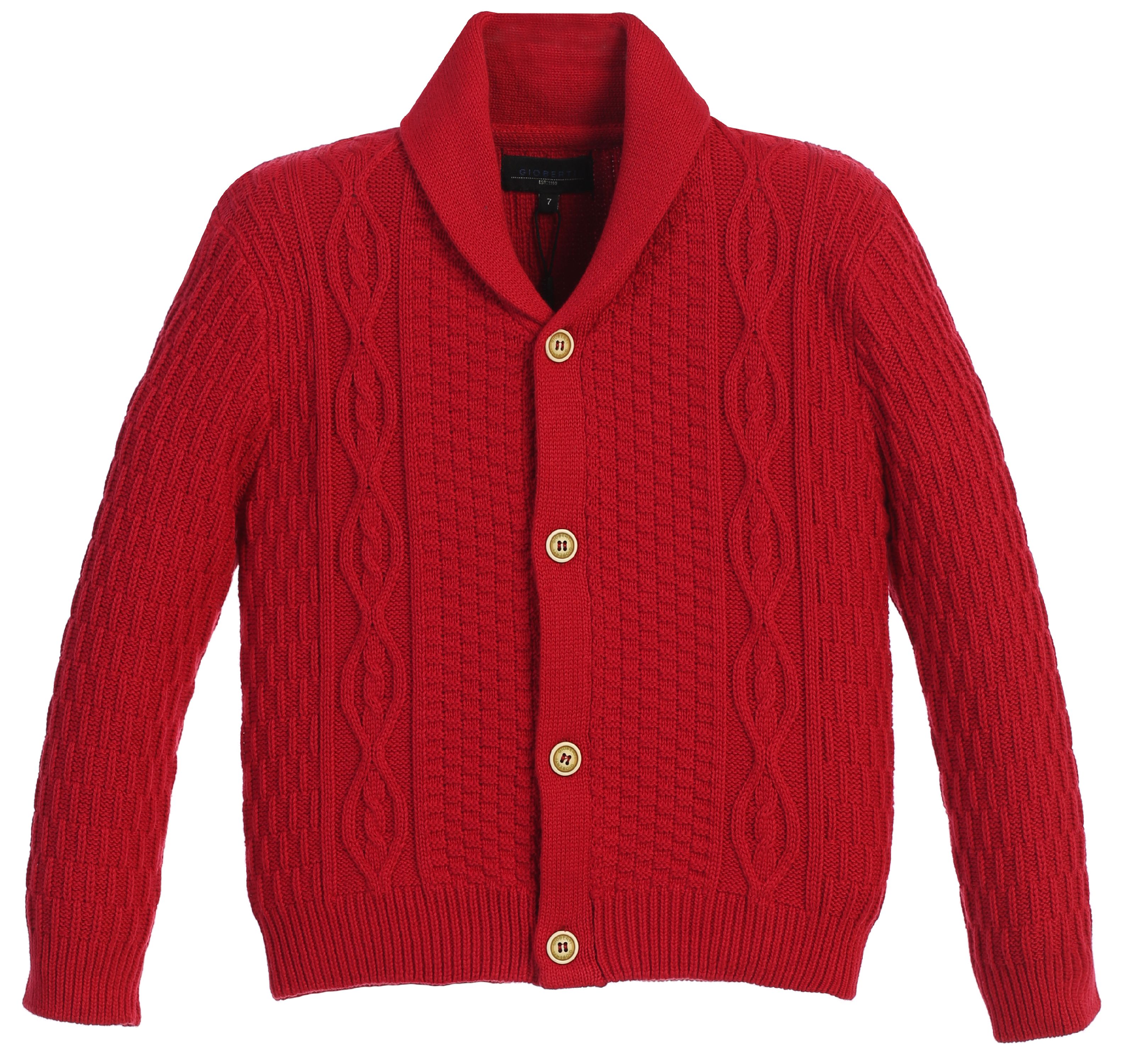 Gioberti Boys 100/% Cotton Knitted Shawl Collar Cardigan Sweater