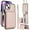Rosegold, variant on Crossbody Strap Wallet Case for iPhone 15 with Card Holder, Luxury PU Leather RFID Blocking Protective Case with Magnetic Back Flip Kickstand Detachable Wrist Lanyard,White