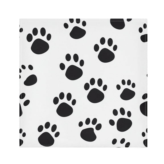 JSTEL Balck Dog Paw Prints Cloth Napkins Set of 1, 20x20 Inch Washable and Reusable Napkin for Decoupage Dinner Party Everyday Use