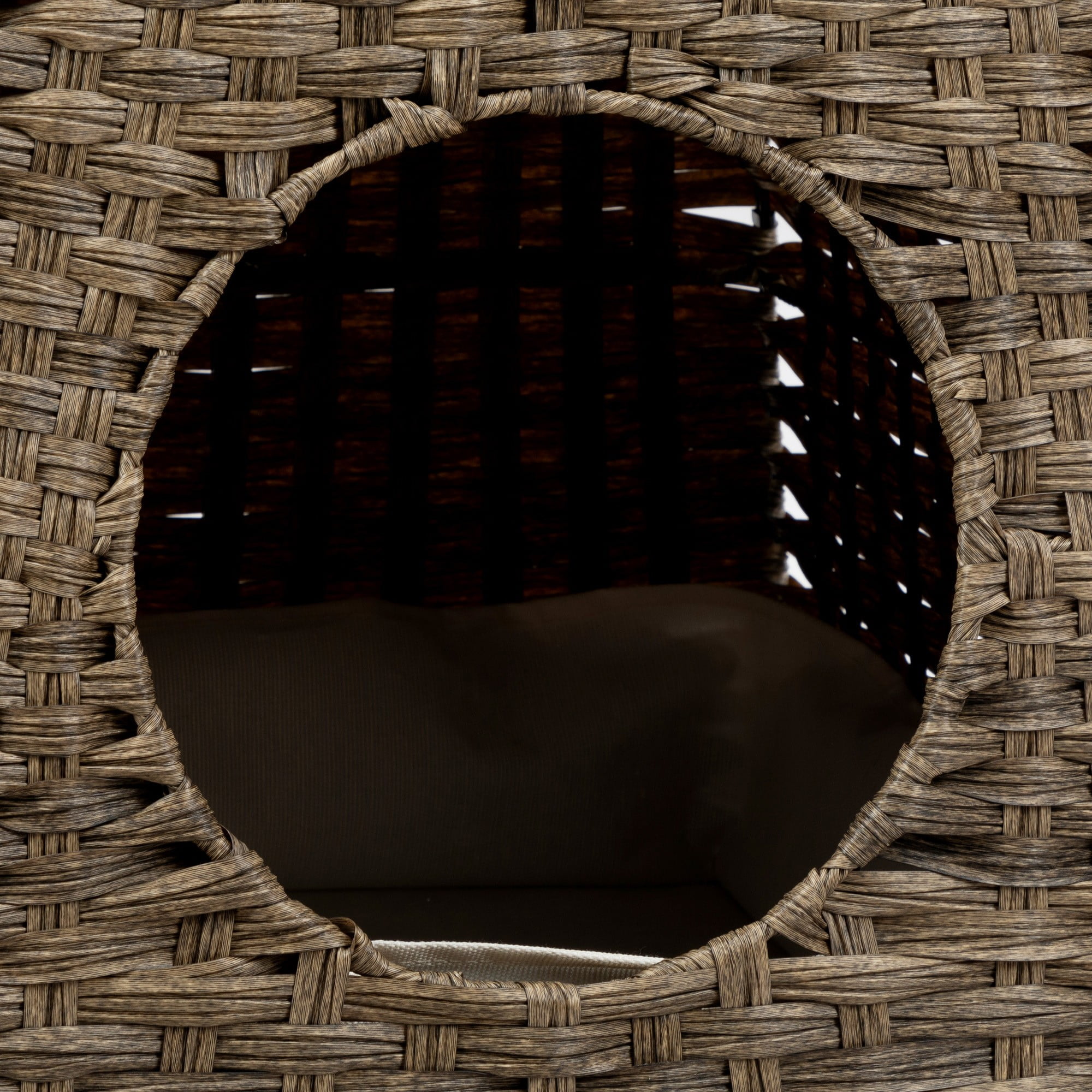 Kadyn 22" Woven Rattan Cat Litter Box Enclosure Furniture, Cat House, Detachable Cat Washroom with Cotton Linen Mat for Living Room, Balcony, Bedroom, Brown