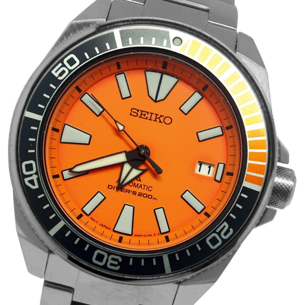 Seiko Men's SRPC07 Prospex Samurai Dive Automatic Orange Silver Stainless Watch - Walmart.com
