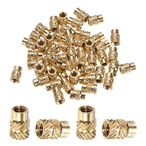 Uxcell 50-Pack Insertos roscados - Tuercas de inserción de latón M4 x 9 mm con calentamiento de 6 mm OD