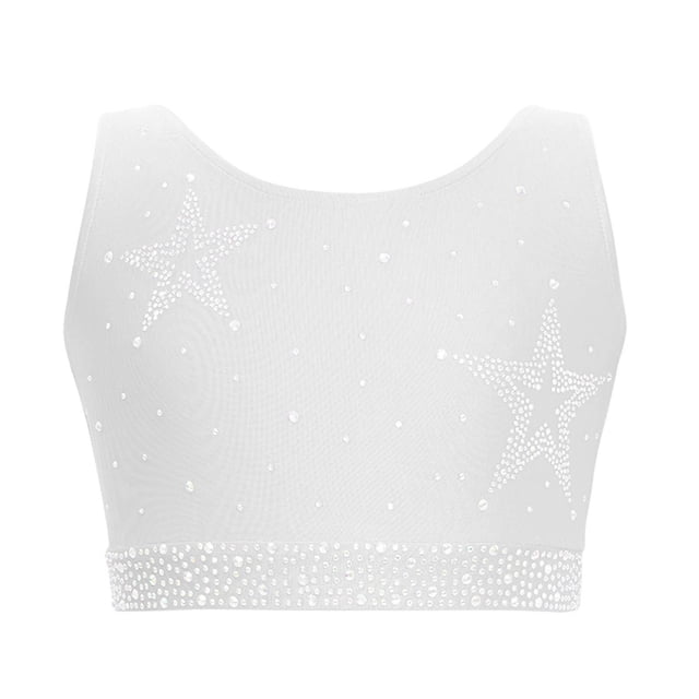 Yhong Débardeurs de Danse Sans Manches pour Filles, Chemise de Rue Hip Hop, Blanc 8