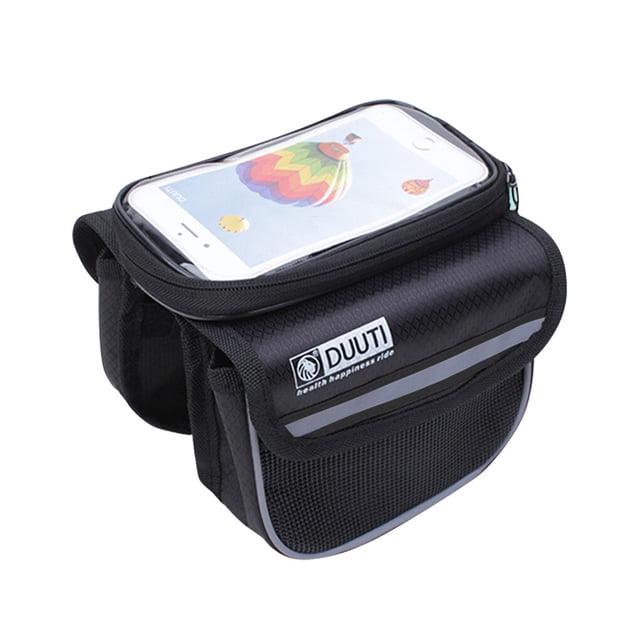 Soidarity Front Bike Bag Servicio prolongado Material premium Colores surtidos Bolsa impermeable para ciclismo Soporte para teléfono Ciclismo Negro【S】