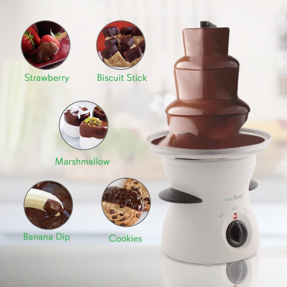 NutriChef 3 Tier Chocolate Fondue Fountain - Electric Stainless Choco : Nutrichef 3 Tier Chocolate Fondue Fountain - Electric