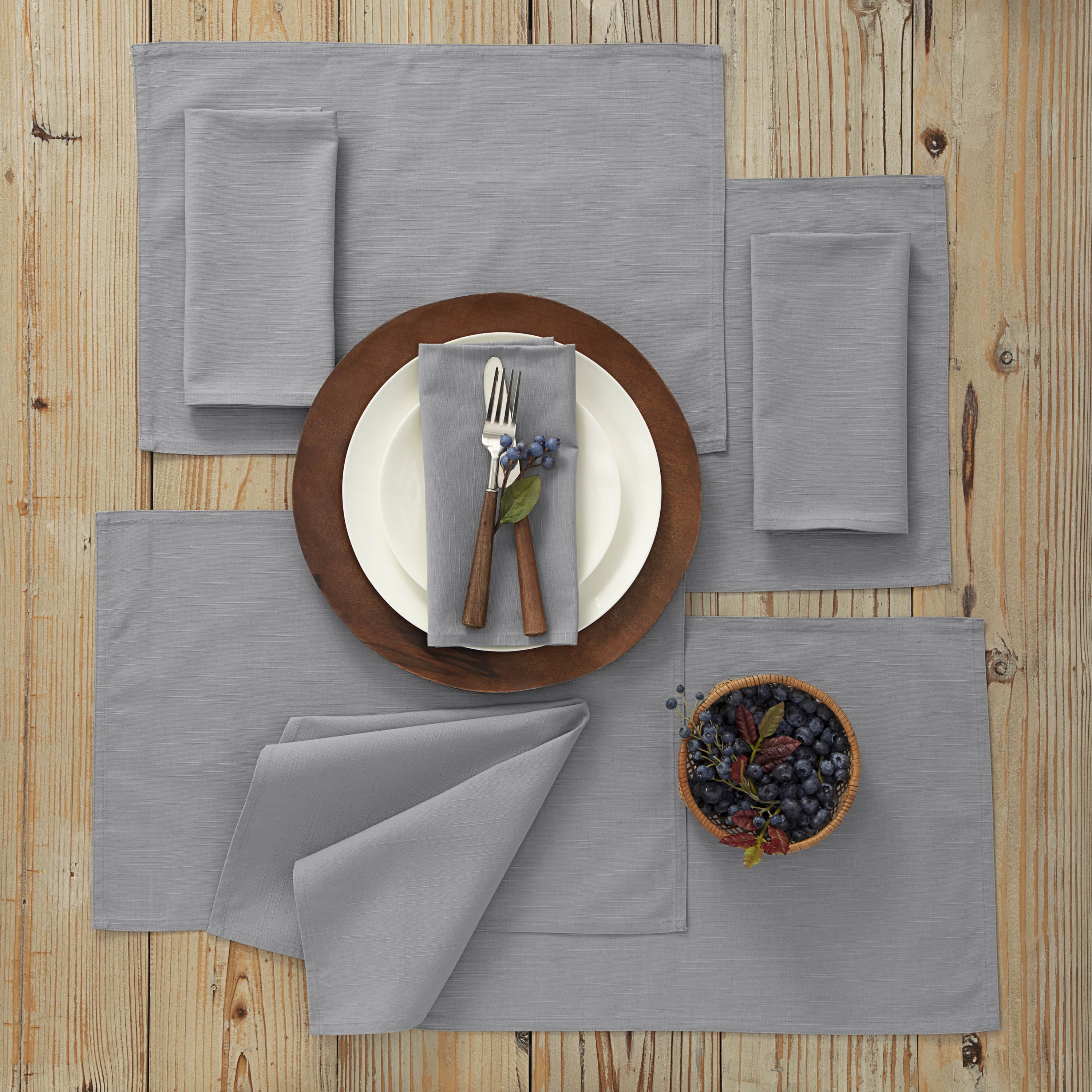Martex Color Solutions Table Linens 8pc Light Gray Placemat Set