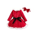thumbnail image 2 of goowrom Robe de Noël en Velours et Maille pour Fille avec Bandeau, 2 of 9