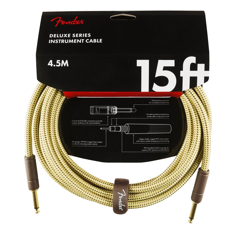 Fender®  Deluxe Series Instrument Cable, Straight/Straight, 15', Tweed 15 Foot