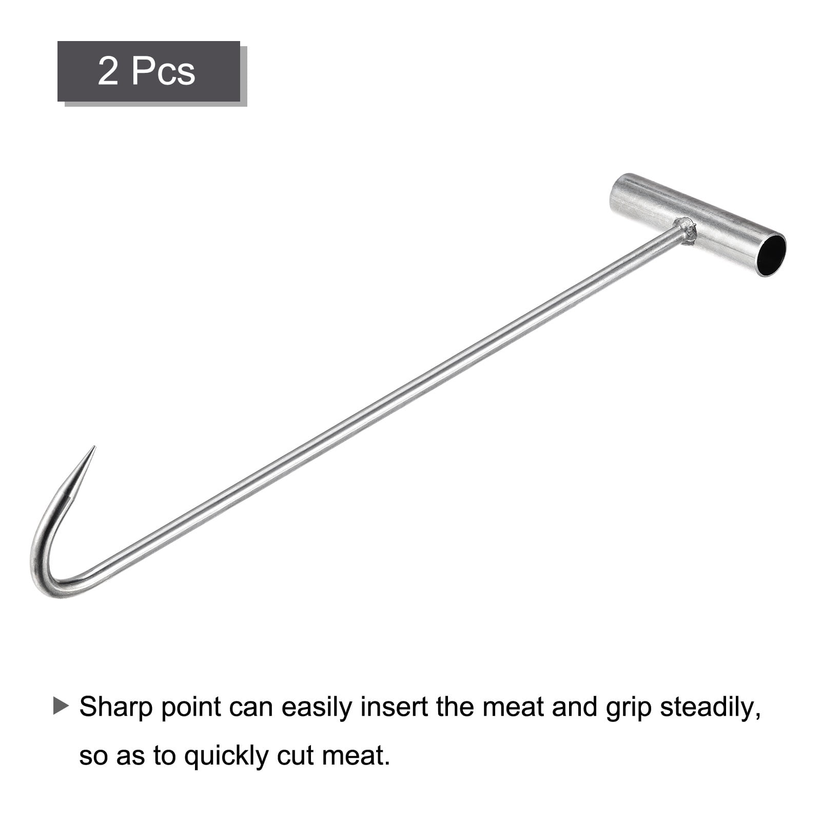 Unique Bargains T-Handle Meat Boning Hook Stainless Steel T Hooks for Kitchen 15.35"