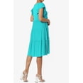 thumbnail image 4 of TheMoogan Women's Flutter Ruffle Cap Sleeve Tiered Jersey Babydoll A-Line Midi Day Dress, 4 of 6