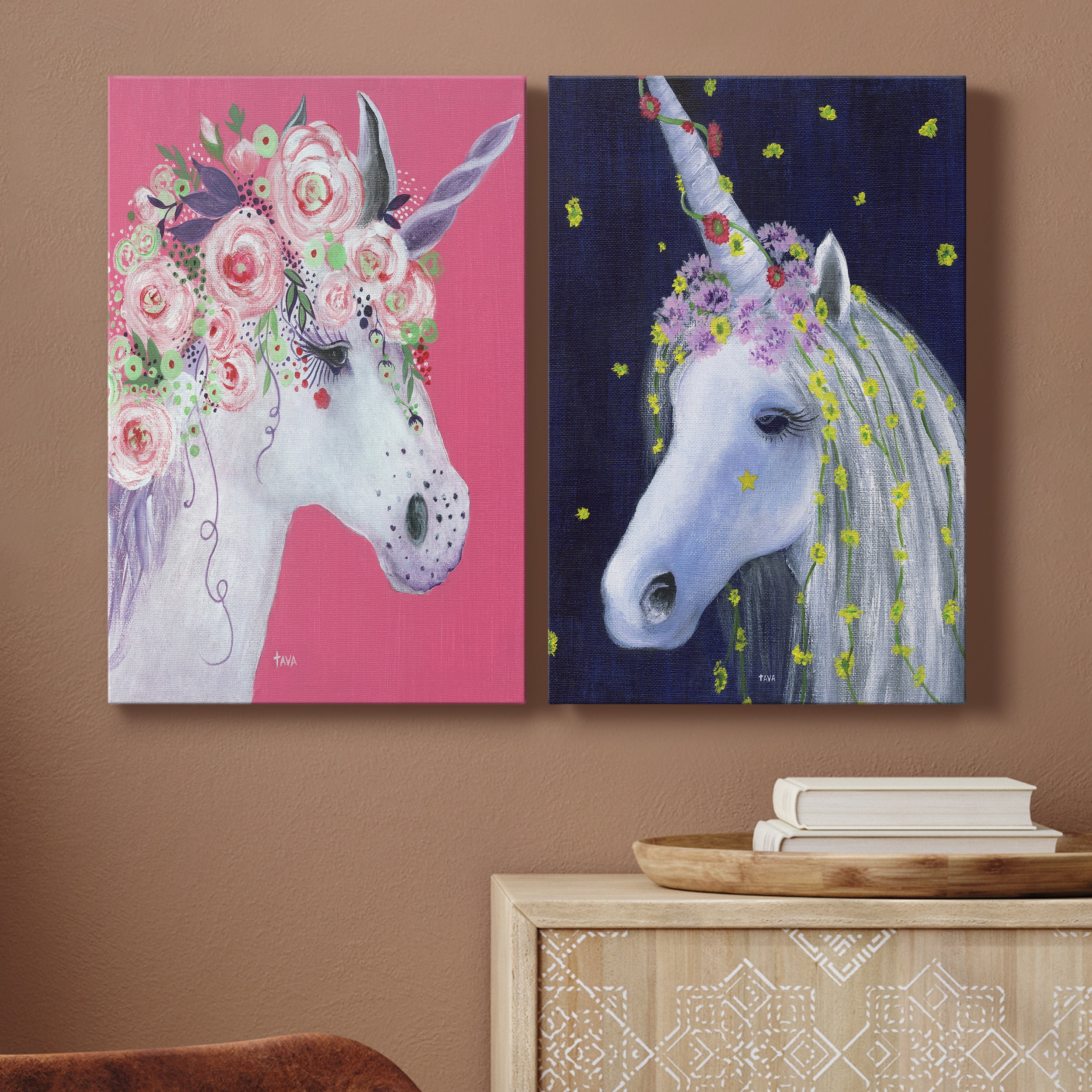 Unicorn III Premium Gallery Wrapped Canvas - Ready to Hang - Set of 2 - 12 x 18 Each