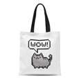 thumbnail image 1 of JSDART Sac Fourre-Tout en Toile Coloré Chaton Mignon Animal Domestique Pixel Dicton Wow Gris Durable Réutilisable Épaule Courses, 1 of 1